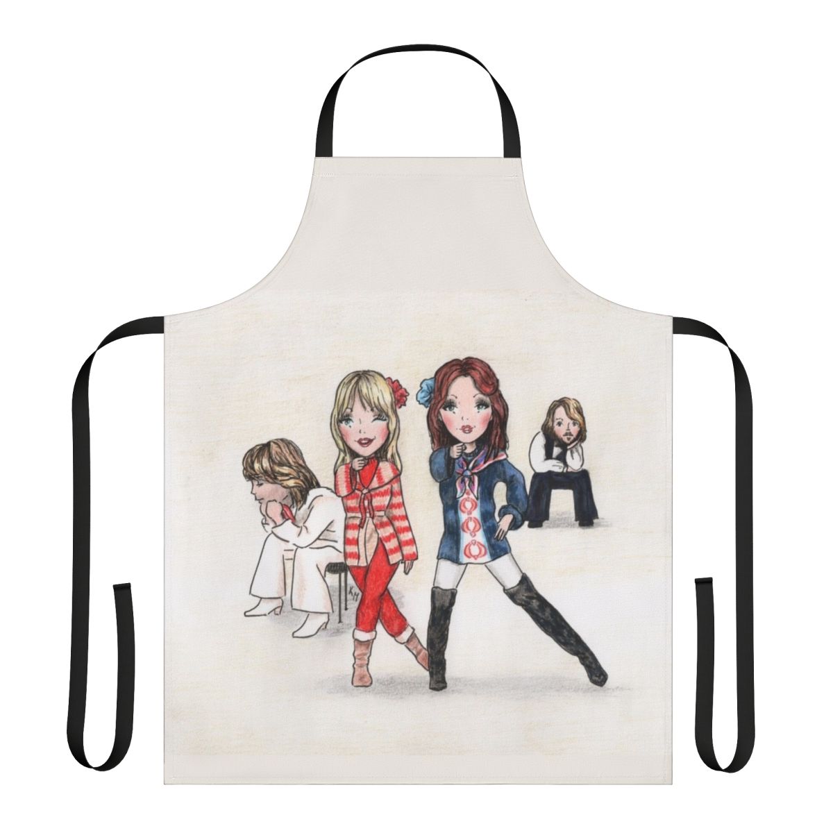 Stylish apron featuring a cute cartoon design, perfect for performers and creatives