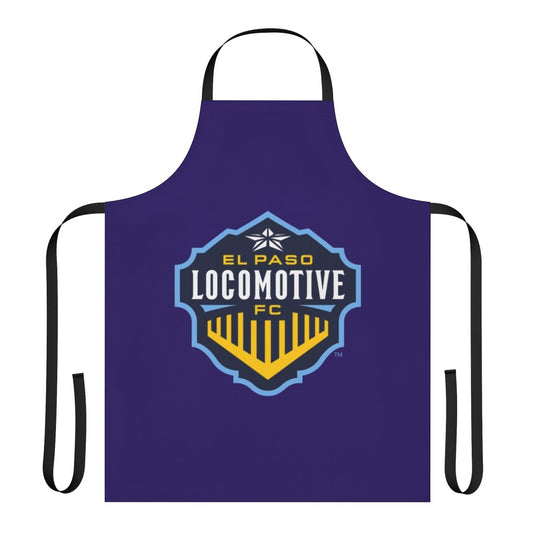An apron featuring the El Paso Locomotive soccer team logo, perfect for soccer and football enthusiasts.