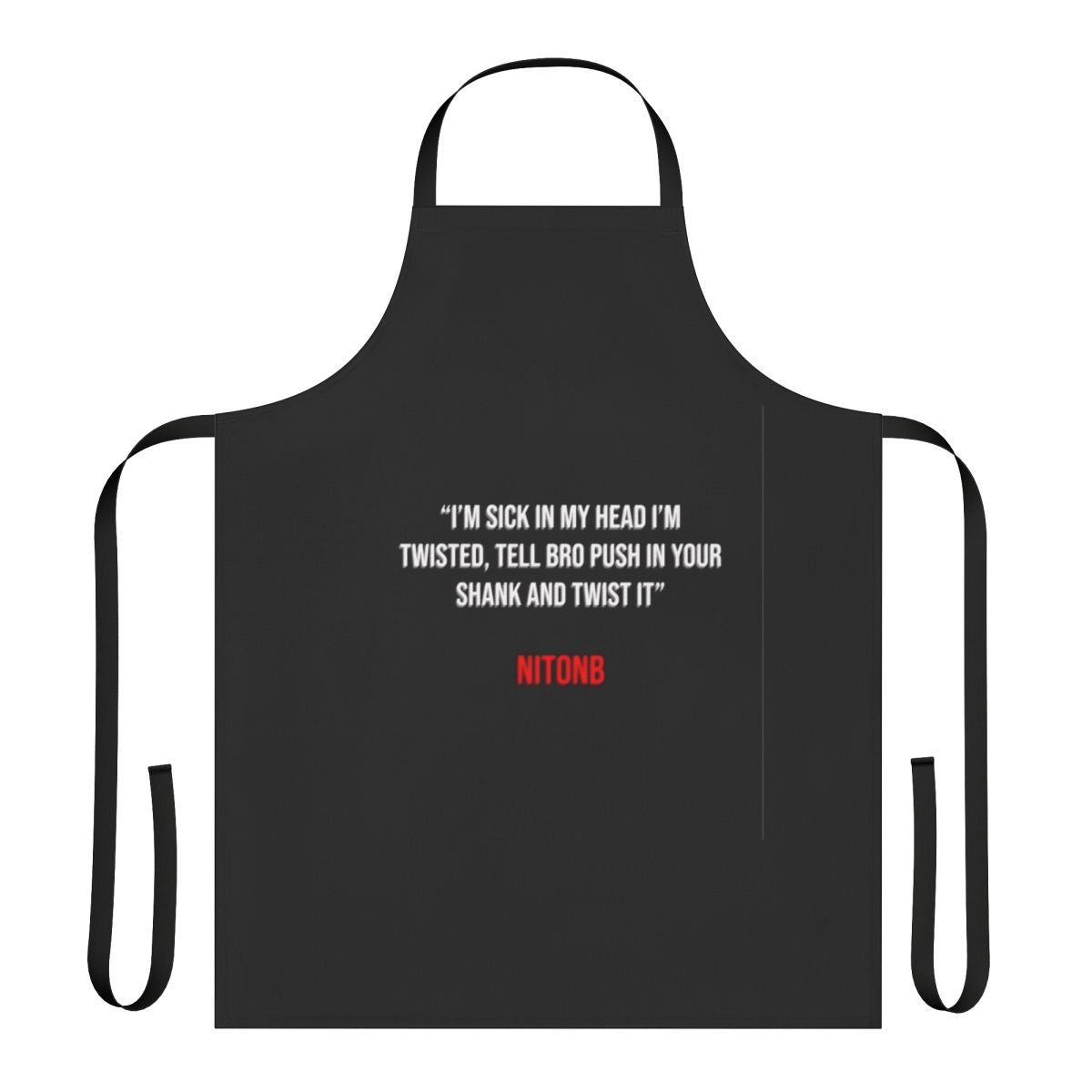 Stylish black apron with "Nitonb" text, referencing UK drill and grime music scene