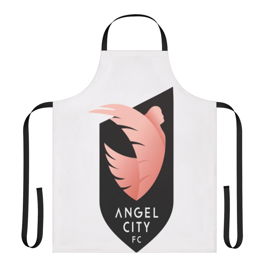 Woman wearing a stylish apron with football and sports design