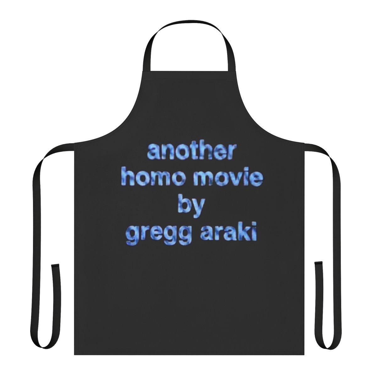 "Apron featuring a stylish design inspired by the films of director Gregg Araki and LGBTQ+ themes"