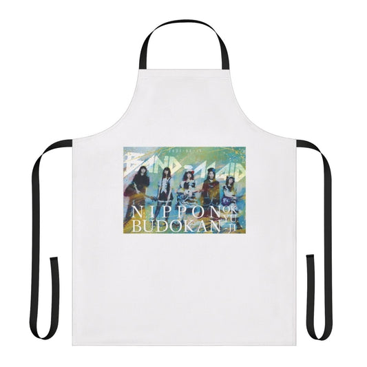 Fashionable apron featuring the logo and imagery of the popular Japanese band Band Maid