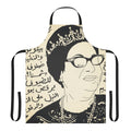 Stylish apron featuring vibrant pop art design inspired by renowned Arab singer Oum Kalthoum's iconic song "Toof W Shoof"