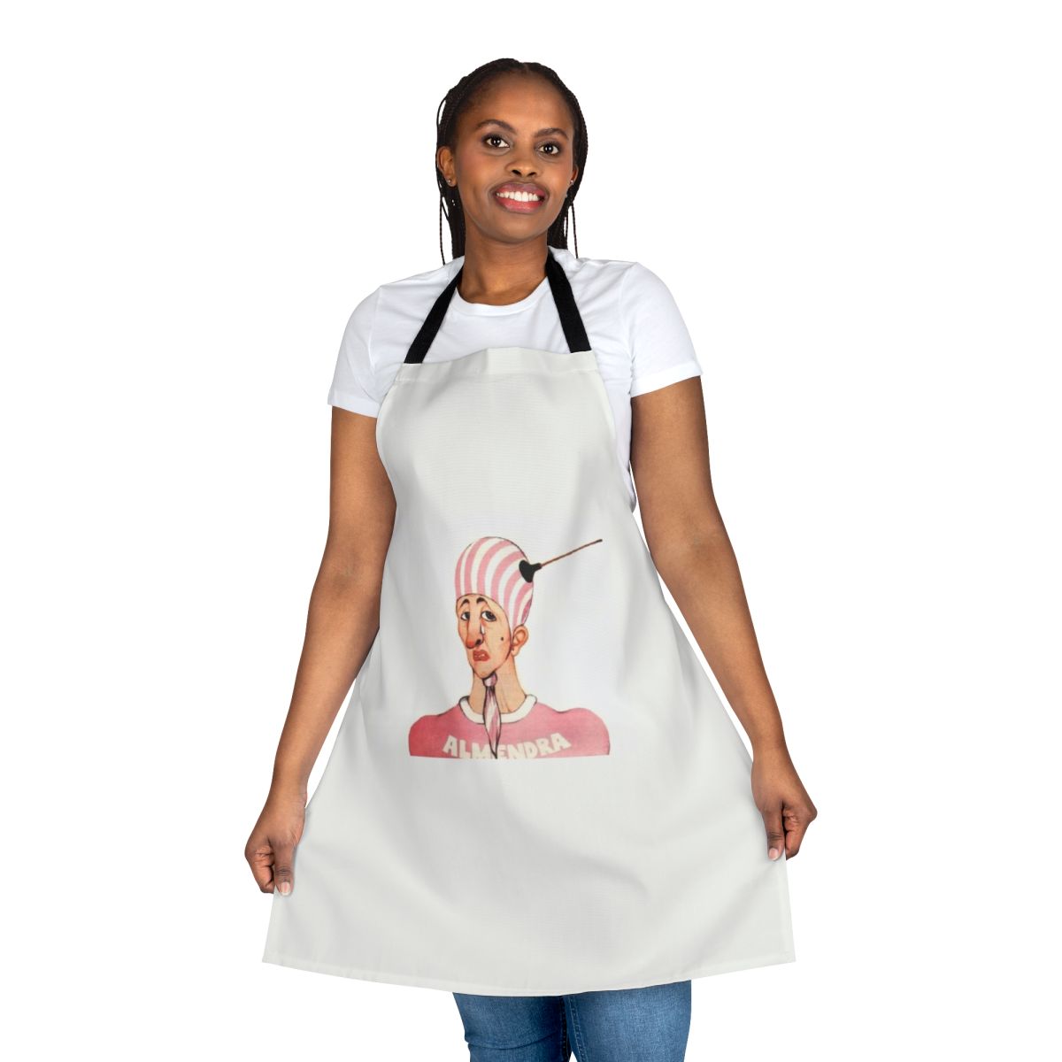 "Apron featuring the iconic Almendra band logo, designed for music and rock en espanol fans"
