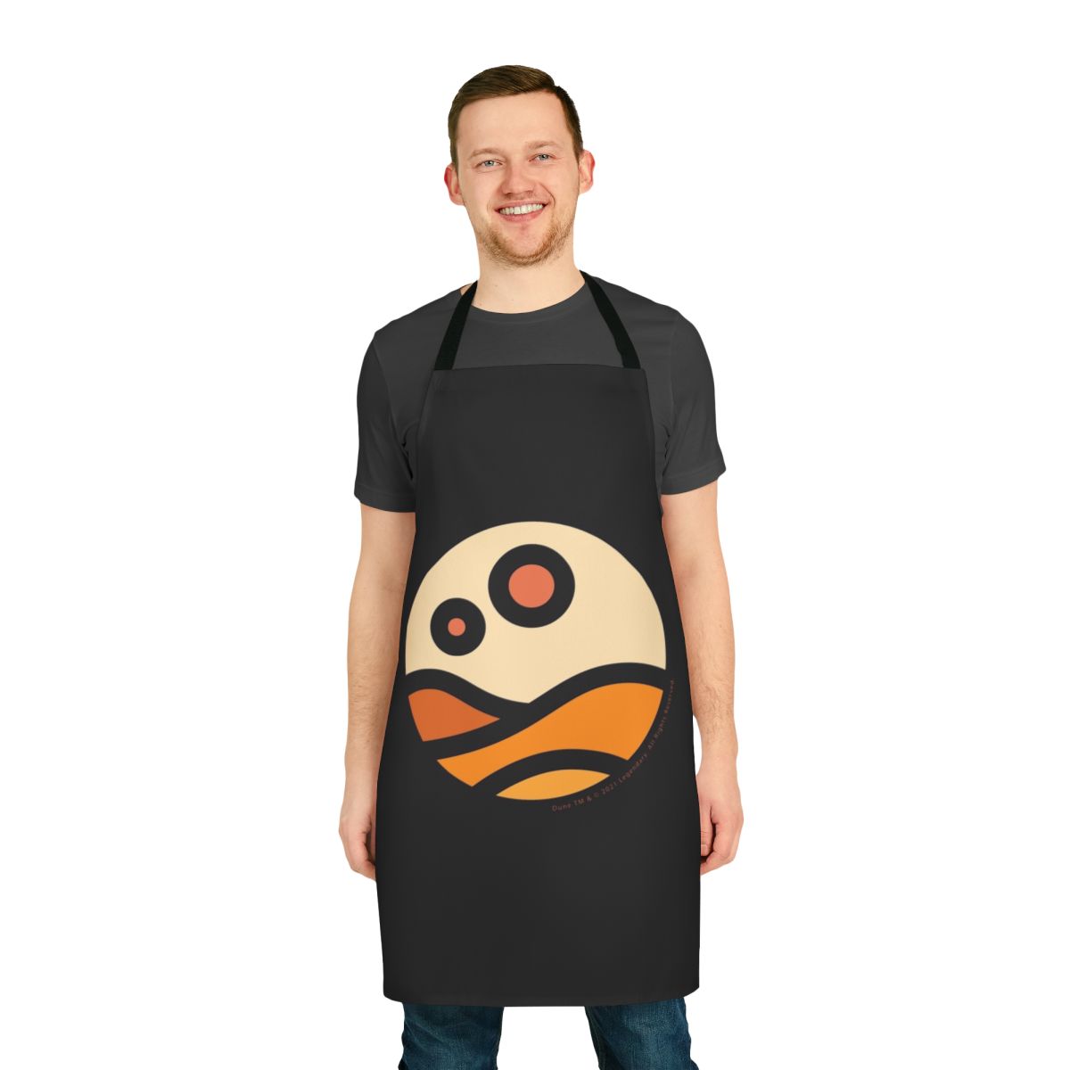 Dune-themed apron featuring a desert landscape with sand dunes and the moon