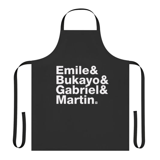 Arsenal-themed kitchen apron with "Fab Four" player designs