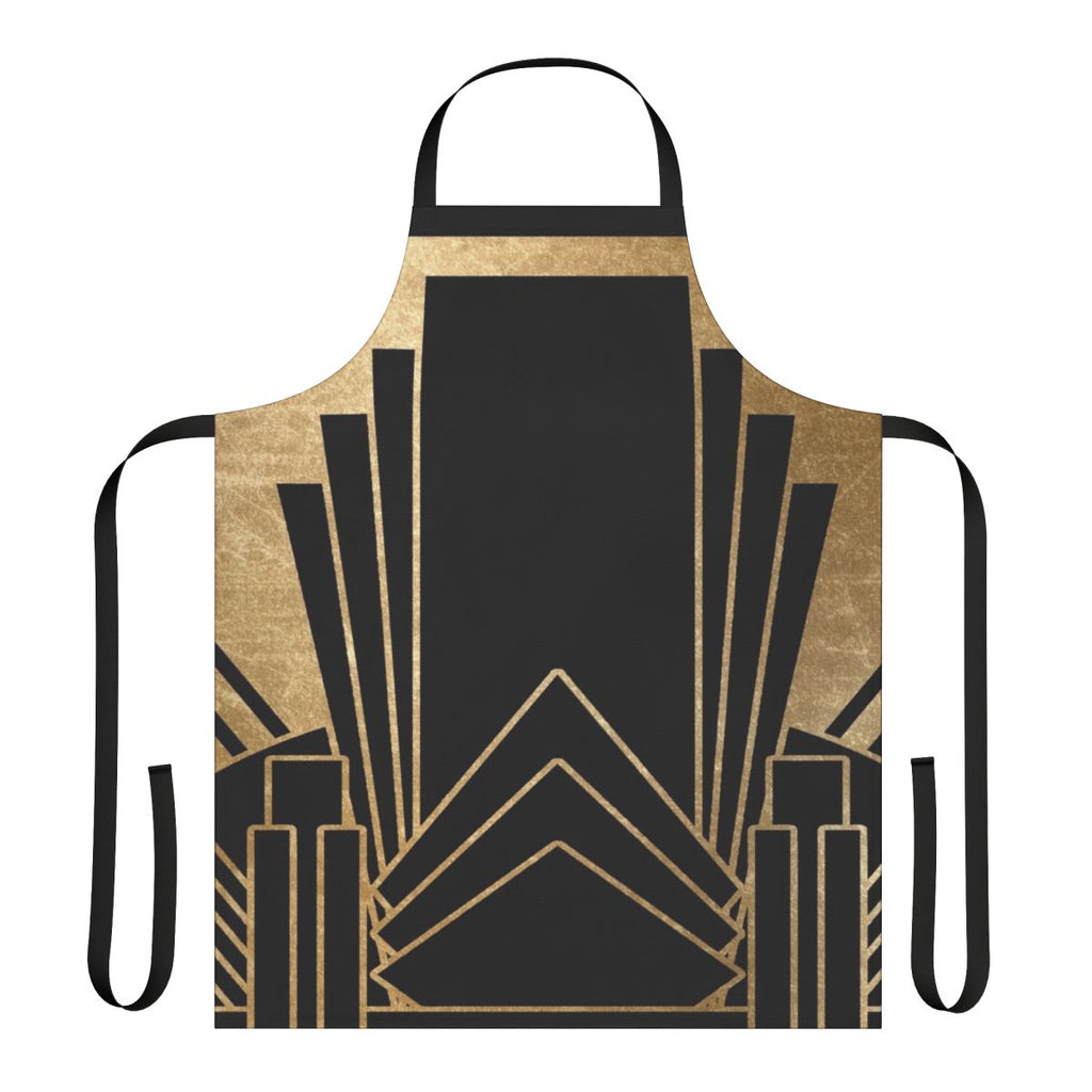 Stylish Art Deco Inspired Apron with Geometric Patterns and Gold Accents