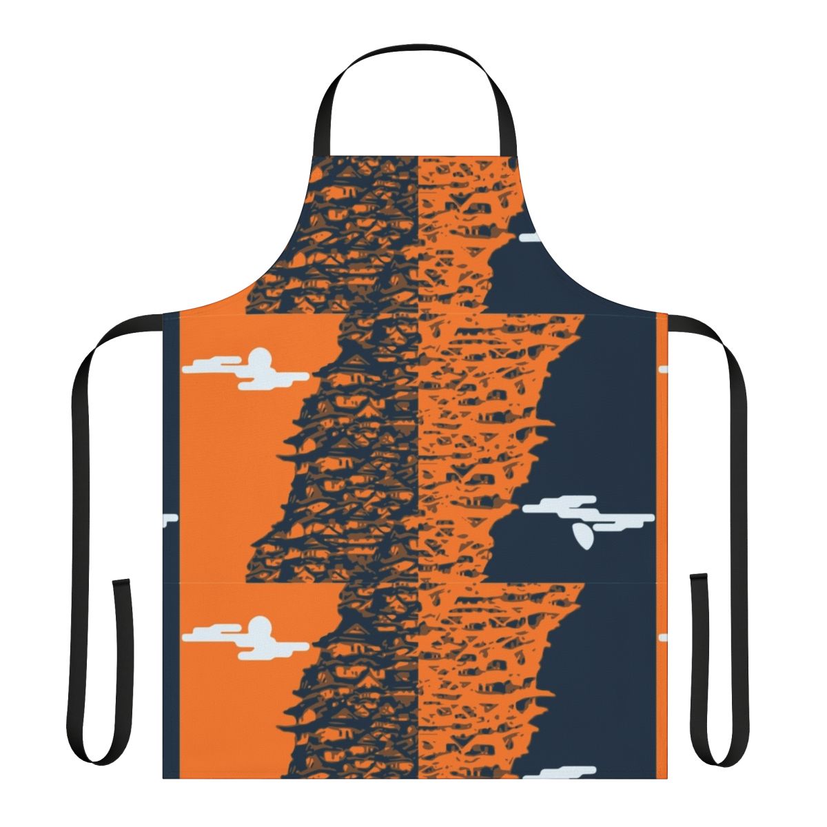 A colorful apron featuring an intricate Japanese-style pattern with anime influences.