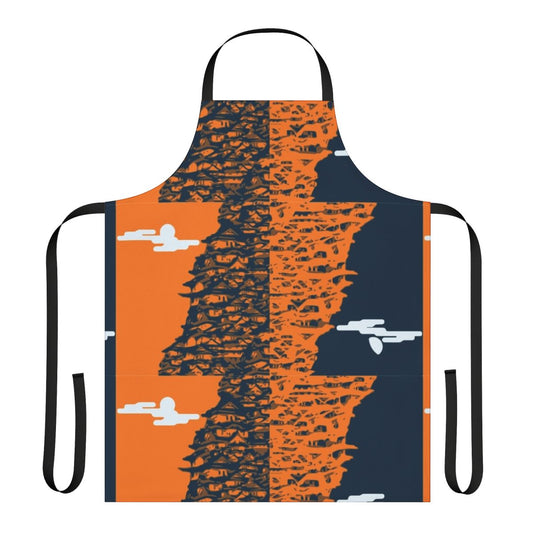 A colorful apron featuring an intricate Japanese-style pattern with anime influences.