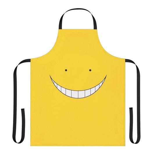 Assassination Classroom-themed apron with characters Korosensei, Karma Akabane, and Nagisa Shiota