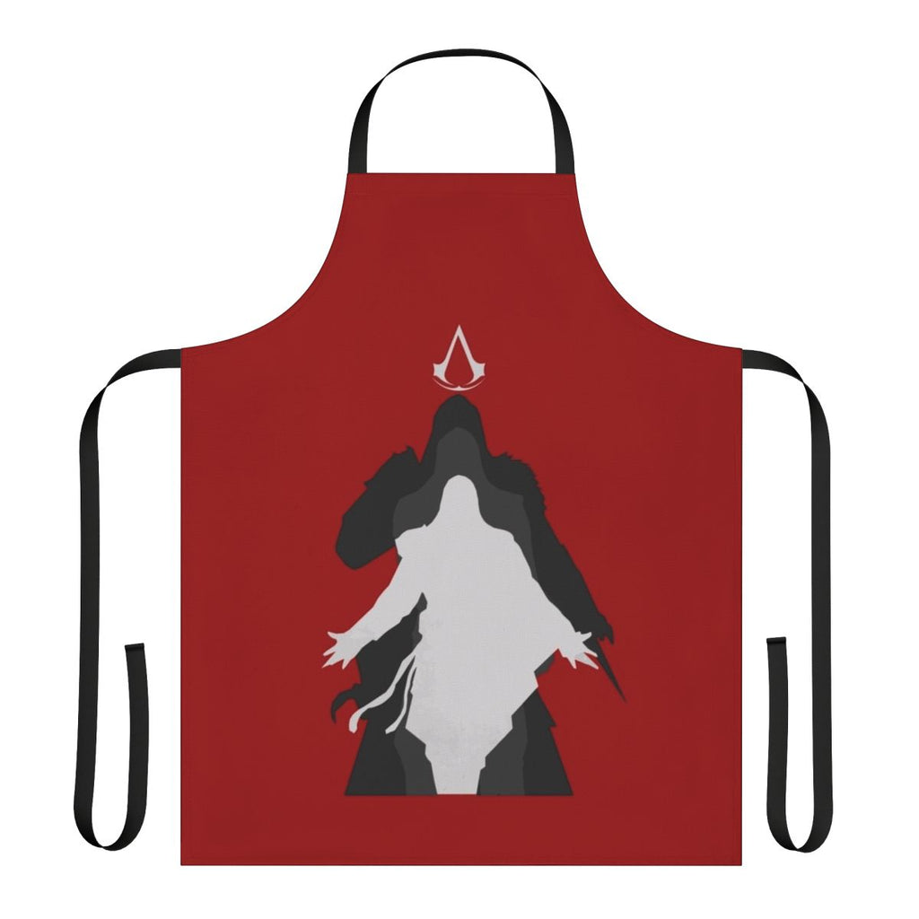 Assassin's Creed inspired apron featuring the iconic game logo and symbols