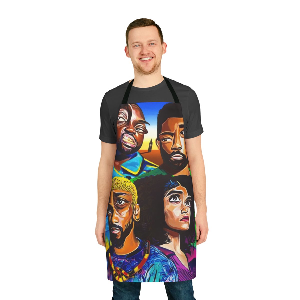 Stylish Atlanta-Inspired Kitchen Apron featuring the city skyline and characters from the popular TV series.
