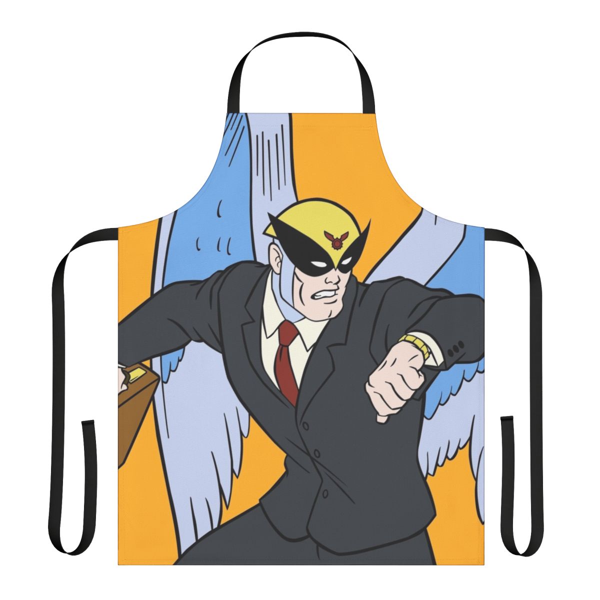 Apron featuring a cartoon attorney character, ideal for legal professionals and enthusiasts.