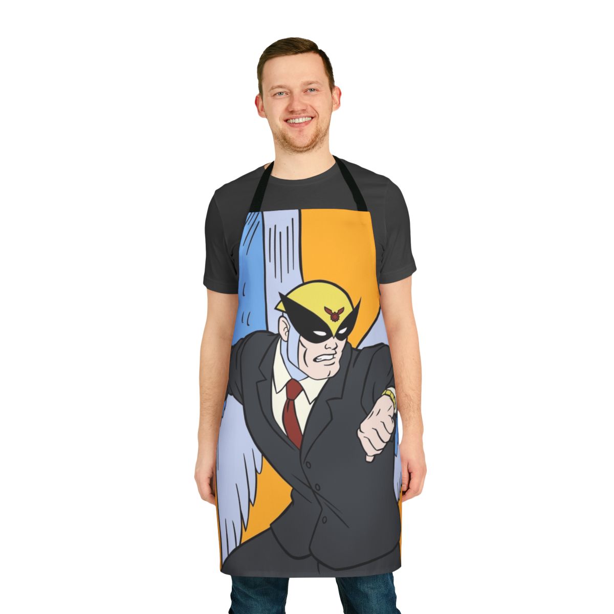Apron featuring a cartoon attorney character, ideal for legal professionals and enthusiasts.