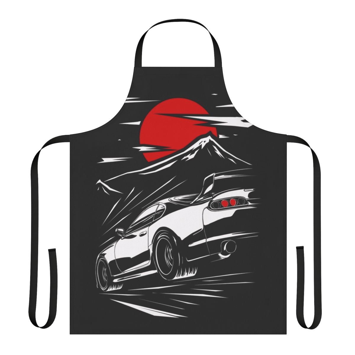 Automotive apron featuring a Toyota Supra MKIV design for car enthusiasts.
