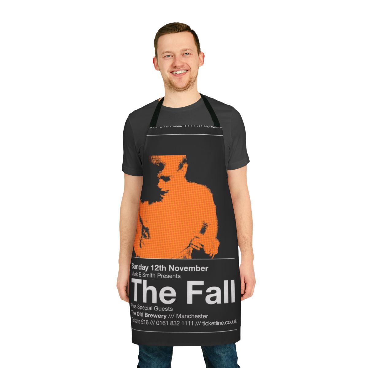 A fashionable apron featuring a fall-themed design, perfect for cooking and baking during the autumn season.