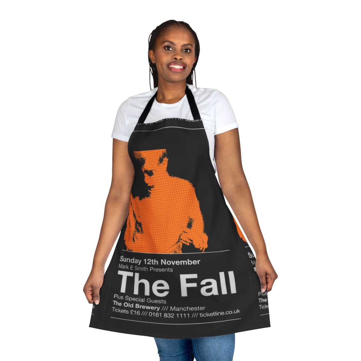 A fashionable apron featuring a fall-themed design, perfect for cooking and baking during the autumn season.