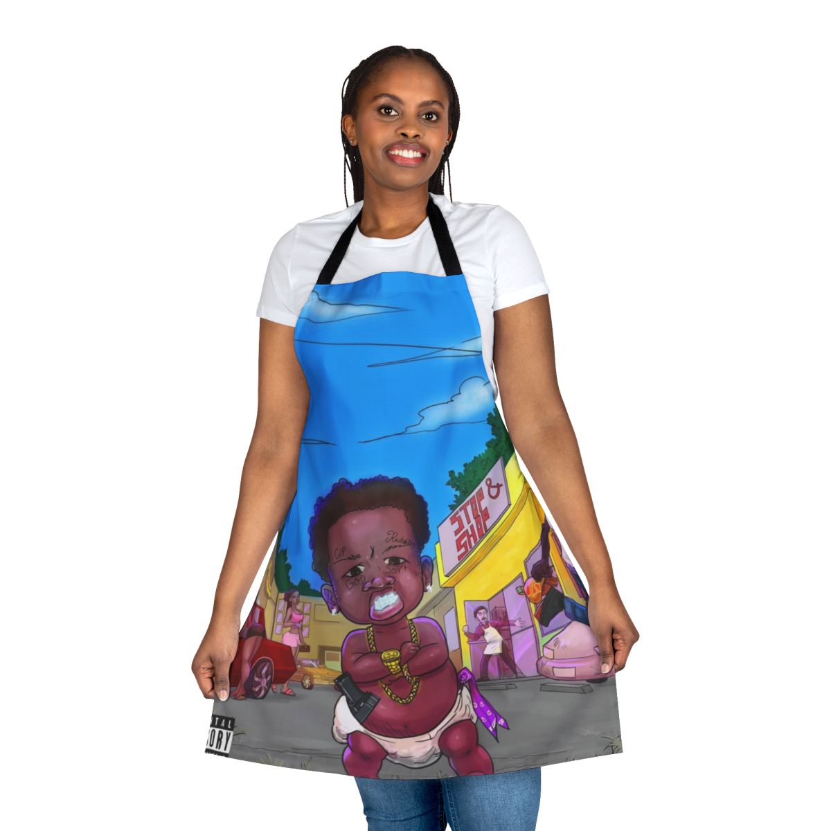 Baby apron featuring a vintage grape design, perfect for the kitchen or cooking enthusiast.