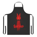 Music band album inspired kitchen apron featuring band name and album cover imagery