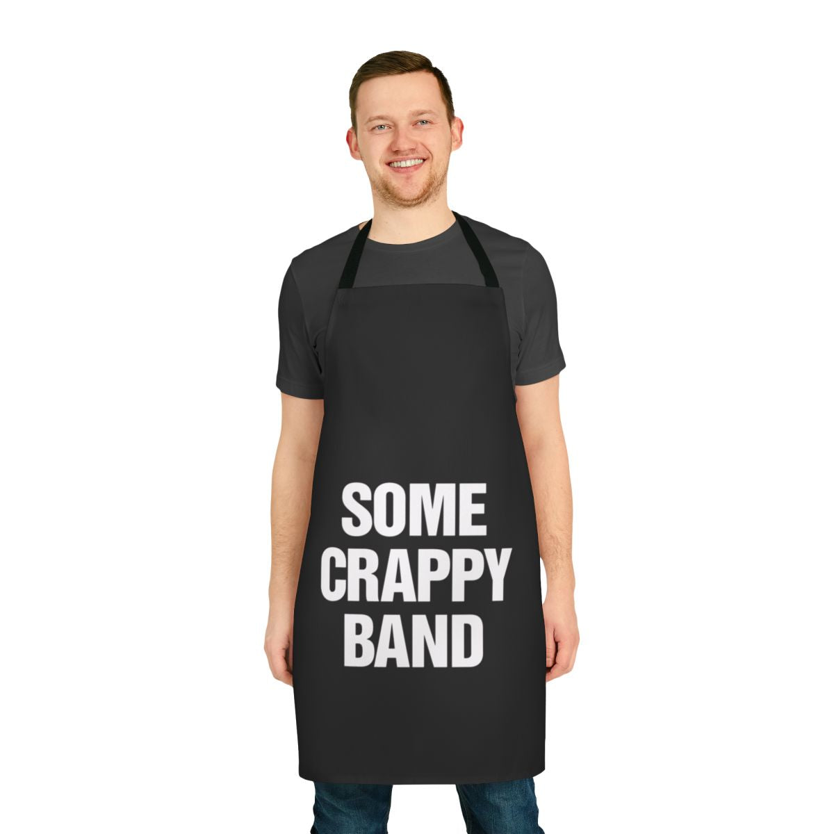 Musician-themed apron with "Some Crappy Band" graphic