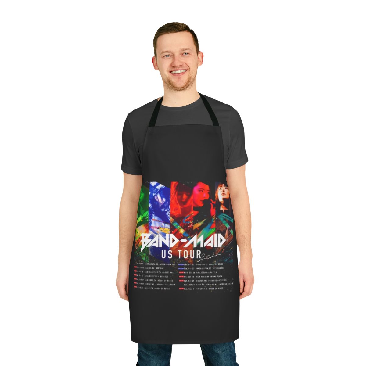 Stylish Band Maid Inspired Apron with Band Maid Logo and Artwork