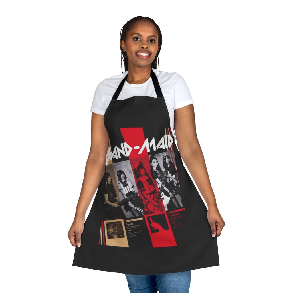 Vibrant Band Maid inspired apron with the band's iconic artwork