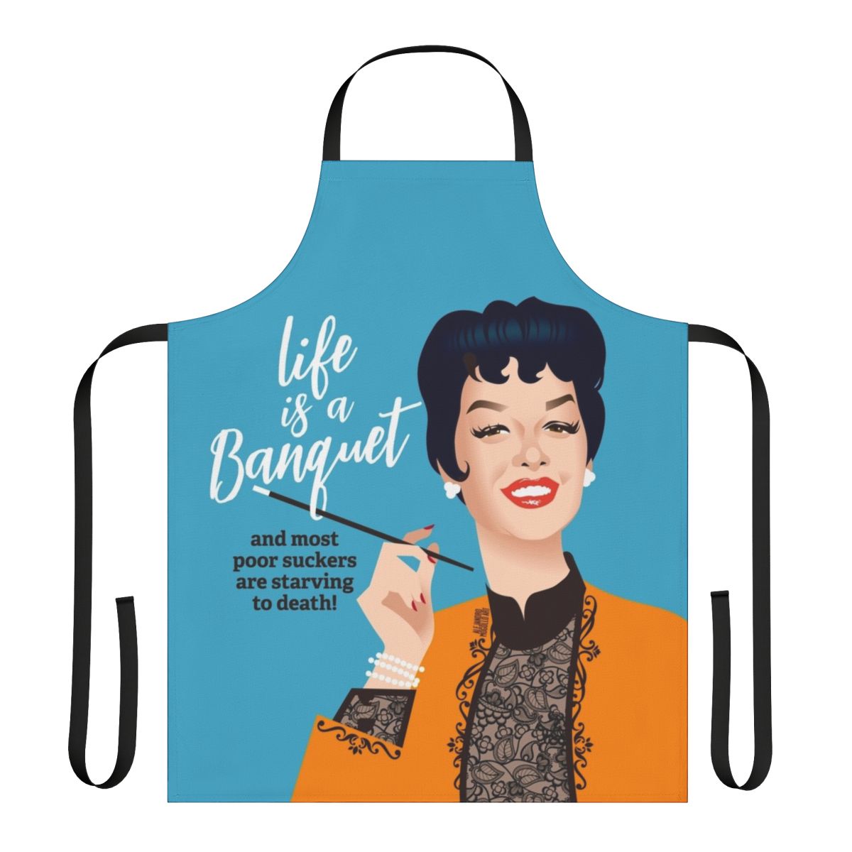 Elegant banquet apron with a vintage Hollywood vibe