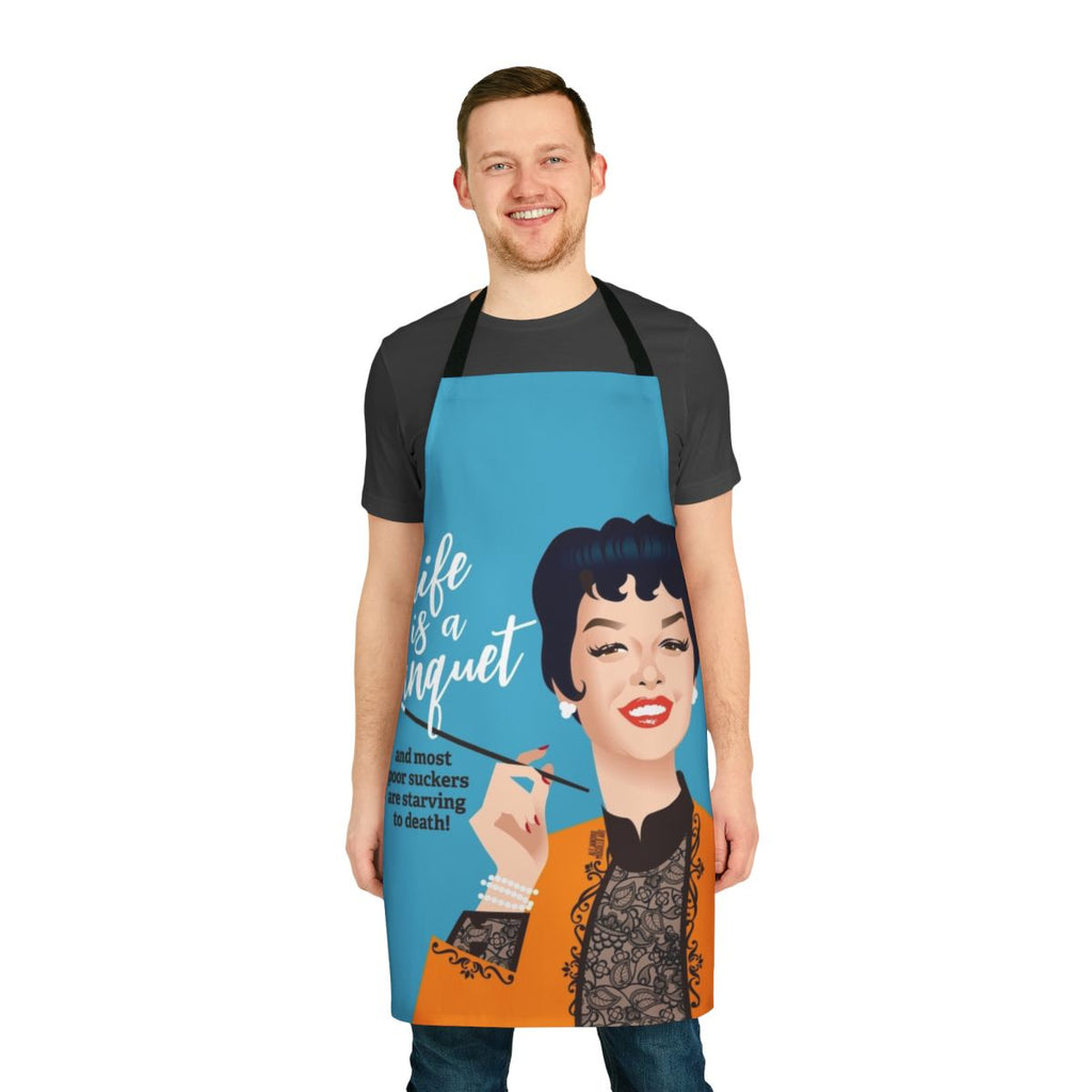 Elegant banquet apron with a vintage Hollywood vibe