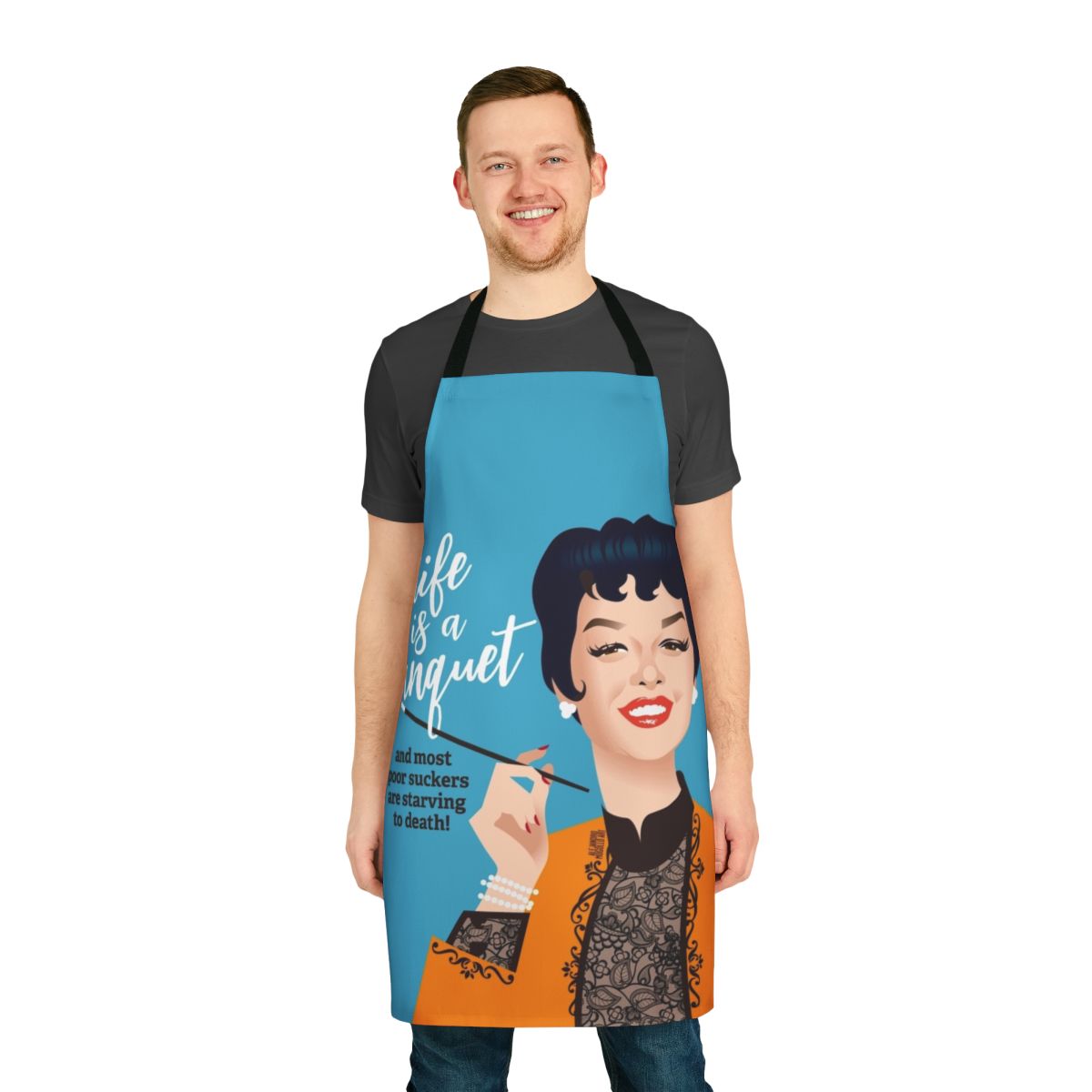 Elegant banquet apron with a vintage Hollywood vibe