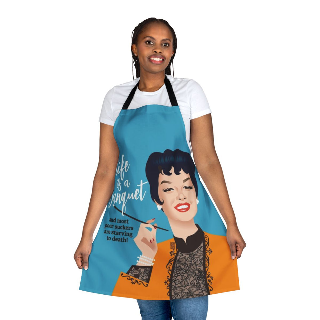 Elegant banquet apron with a vintage Hollywood vibe