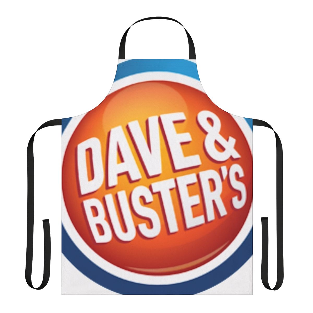 Dave Buster's inspired apron with bold graphic design