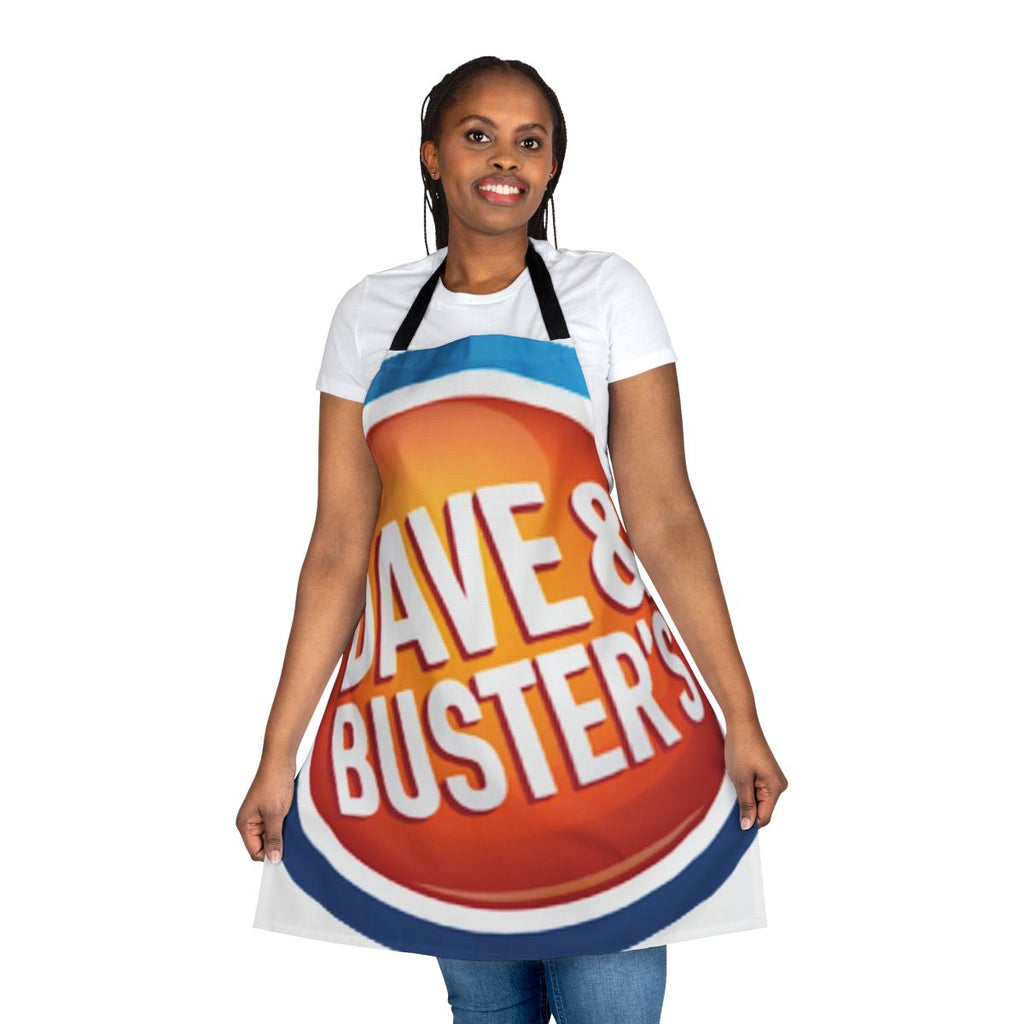 Dave Buster's inspired apron with bold graphic design