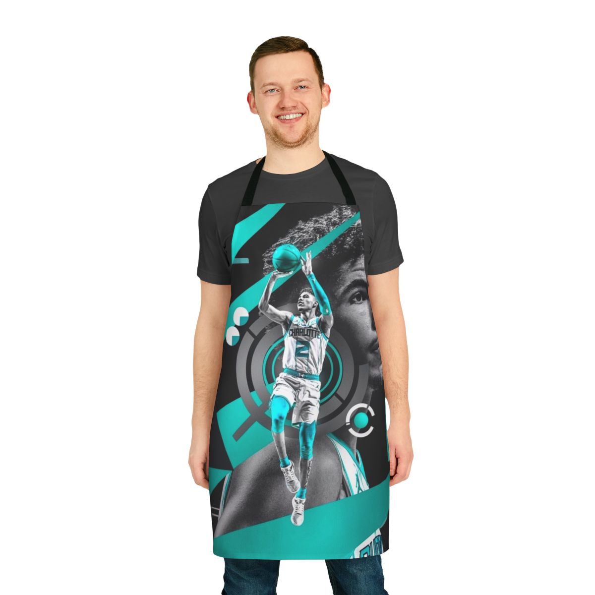 Lamelo Ball-inspired basketball apron with a modern, artistic design