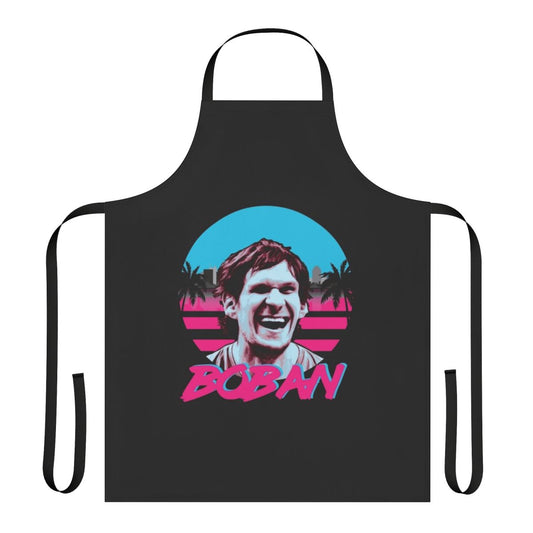 Boban-inspired basketball-themed apron with retro 80s design