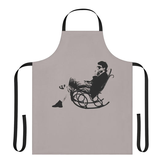 Apron featuring the artwork and name of Italian musician Francesco Battiato