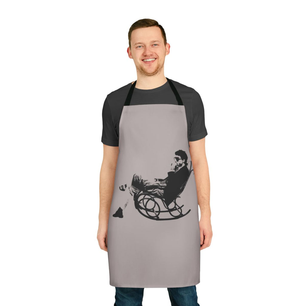 Apron featuring the artwork and name of Italian musician Francesco Battiato