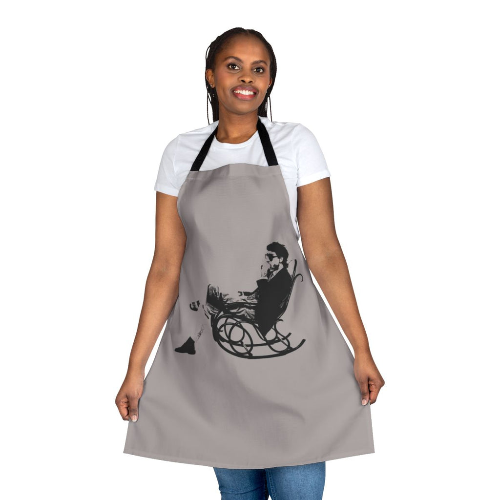 Apron featuring the artwork and name of Italian musician Francesco Battiato