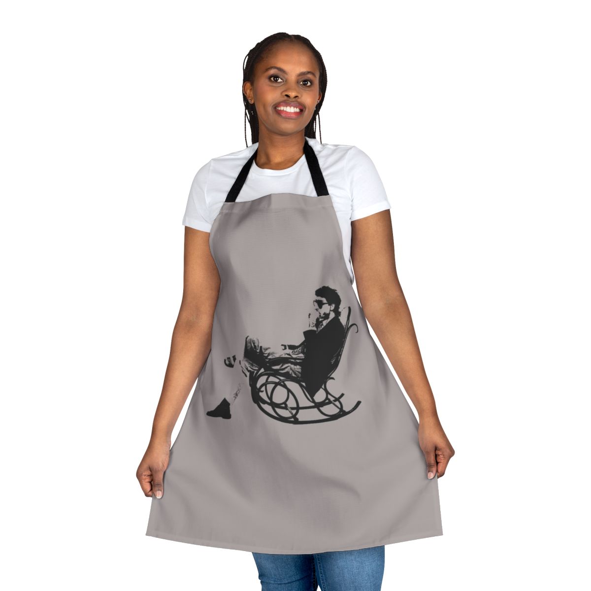 Apron featuring the artwork and name of Italian musician Francesco Battiato