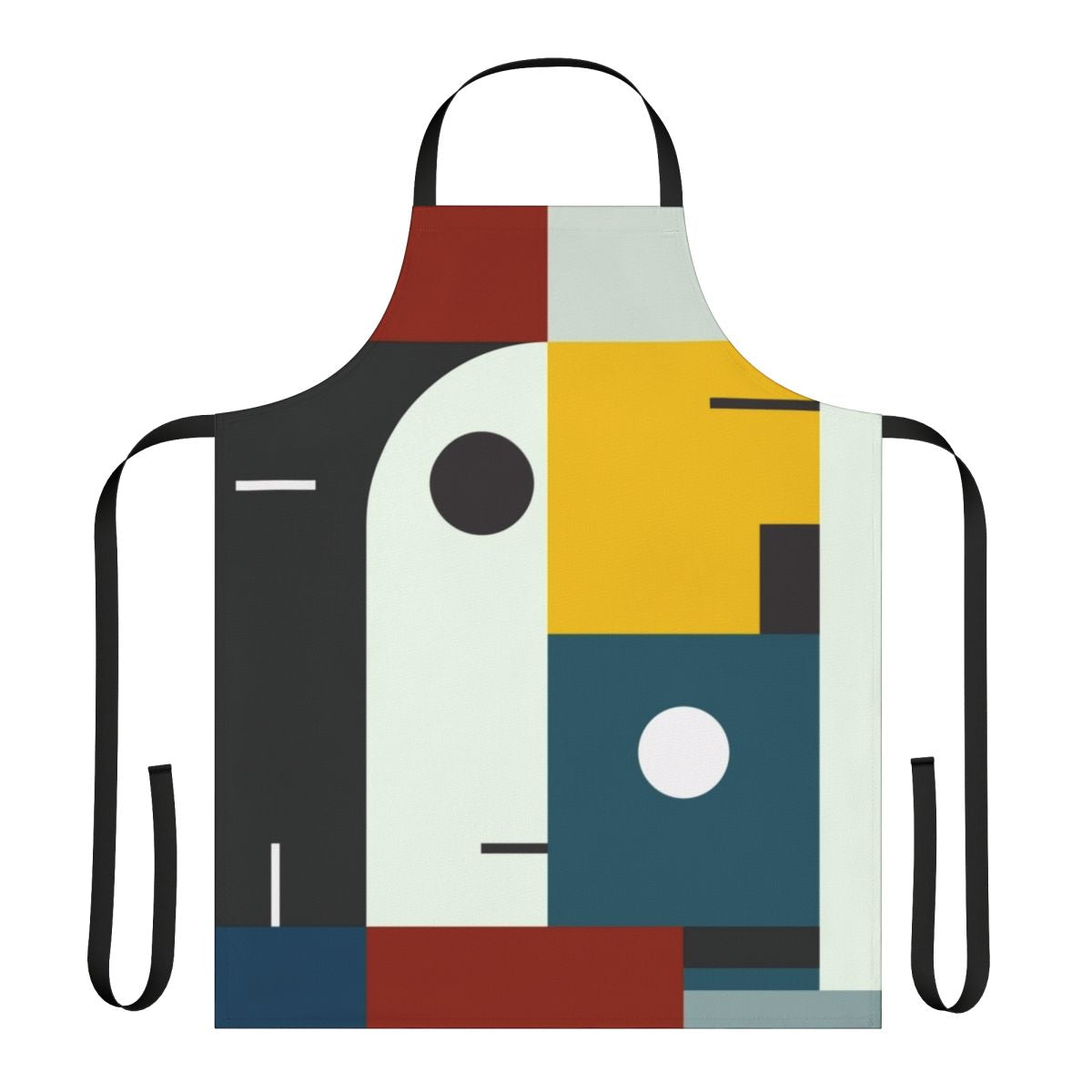 Bauhaus-inspired apron featuring geometric shapes and colors