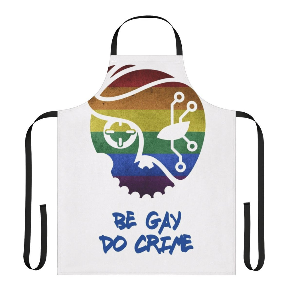 "Be Gay Do Crime" LGBTQ-themed apron with a bold, vibrant design