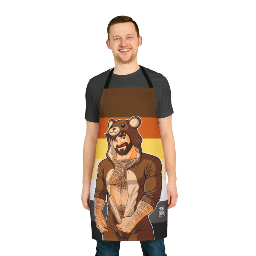 A stylish apron featuring a bear pride design, perfect for gay bears and their allies.