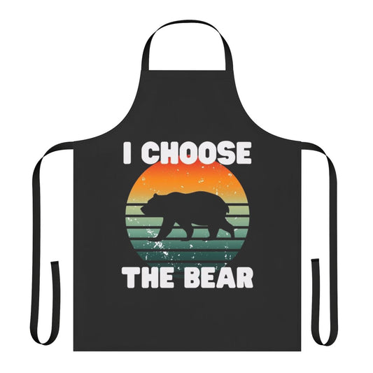 "Illustration of a bear on a stylish cotton apron for women"