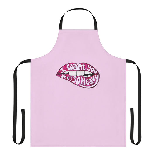 Black and white graphic apron featuring the iconic "I Want You" design from The Beatles' album Abbey Road