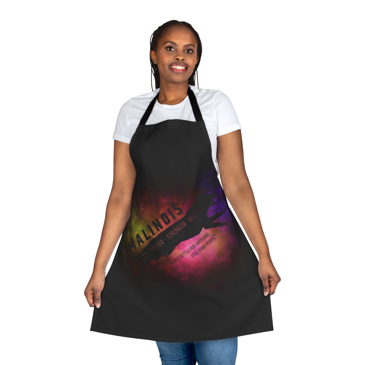 A durable, high-quality apron featuring a Belgian Malinois dog design, perfect for dog owners and enthusiasts.