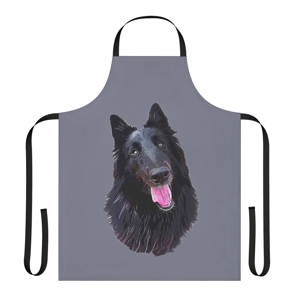 Charming illustration of a Belgian Shepherd Groenendael dog on a high-quality apron