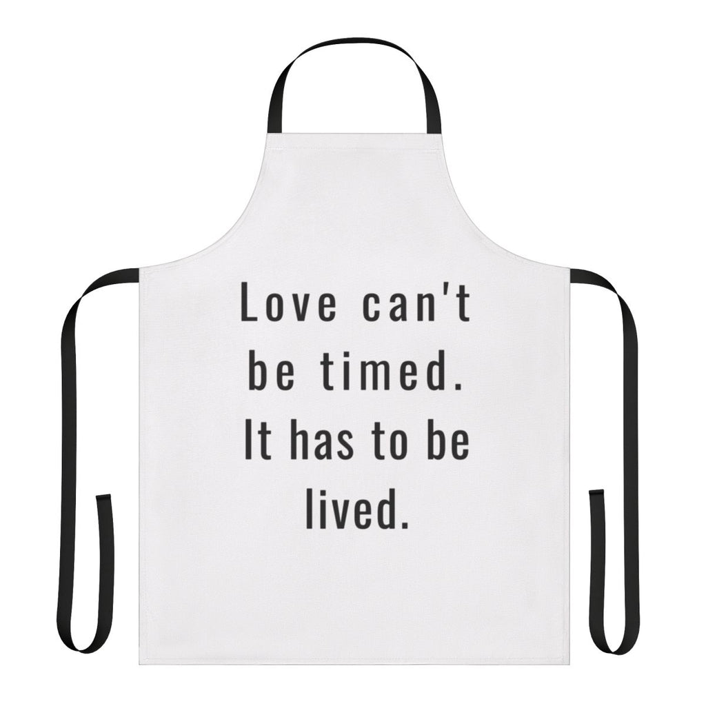An apron featuring a quote from the character Berlin in the Netflix series Money Heist.