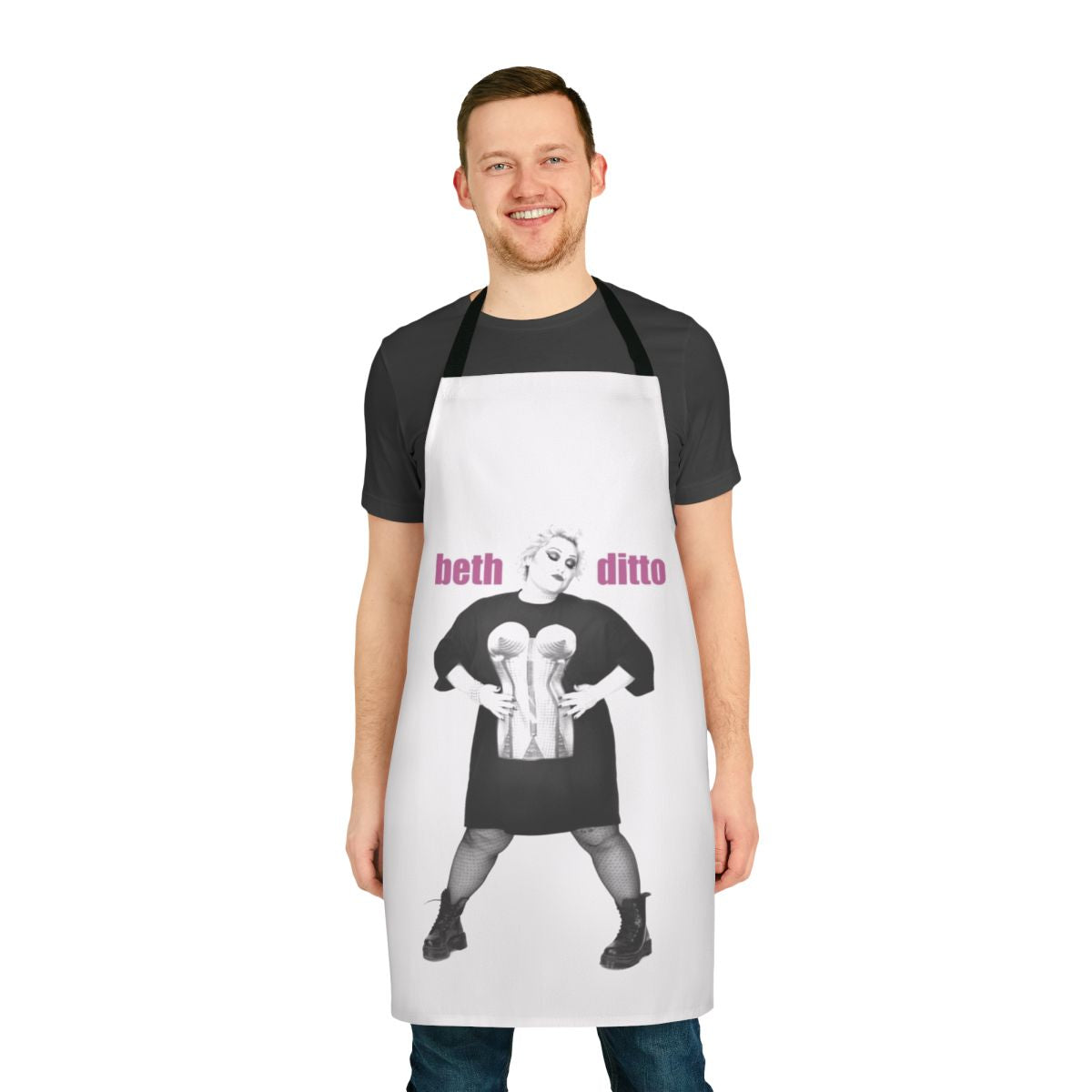 A high-quality apron featuring the design of punk icon Beth Ditto