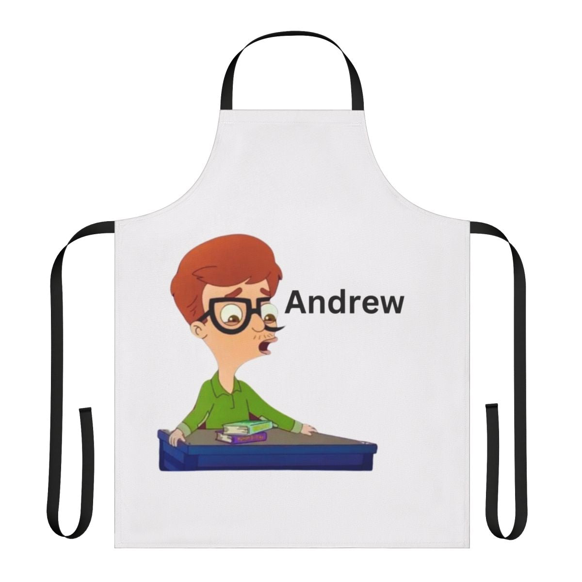 Colorful big mouth andrew glouberman fan art design on an apron