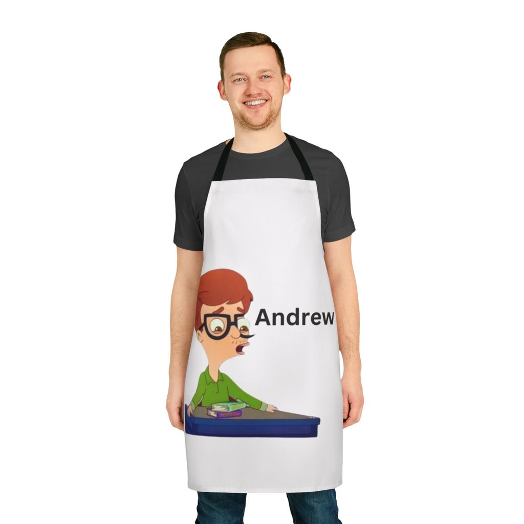 Colorful big mouth andrew glouberman fan art design on an apron