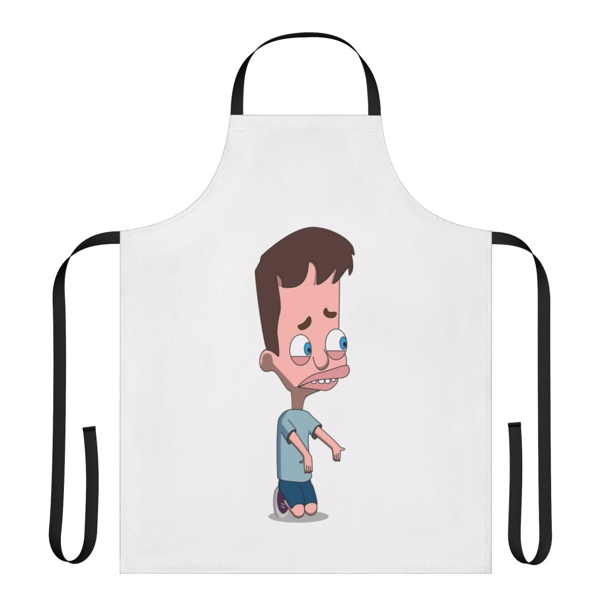 A colorful and humorous big mouth-inspired apron for the kitchen